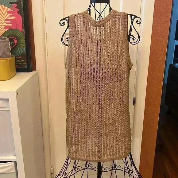 Zara Open Knit Round Neck Tank Sweater-Sz M - Picture 5 of 7